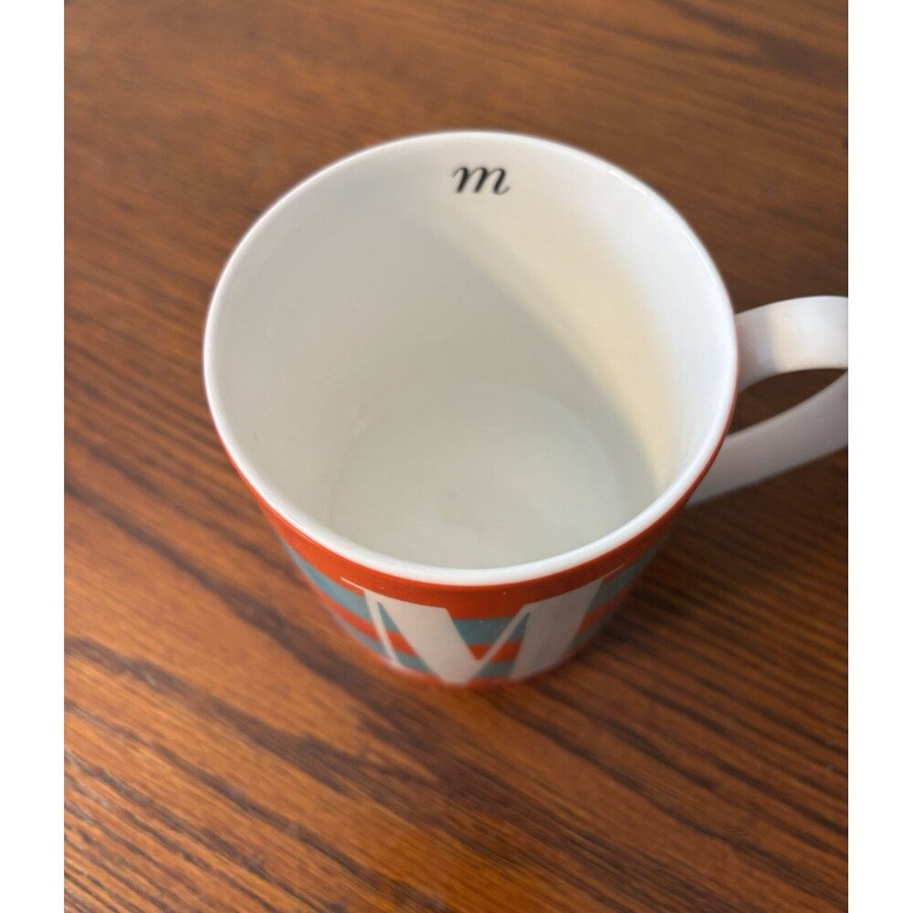 Kate Spade NY Wickford Red Letter M Day Lenox Red I Orange & Teal Stripes MUG - Picture 7 of 8